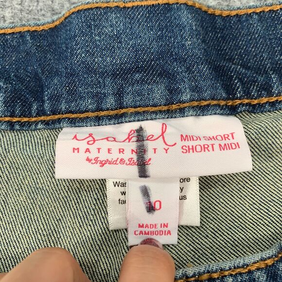 Ingrid & Isabel Maternity Denim Shorts Womens 10 Stretch Side Panels Sculpting - Picture 3 of 10